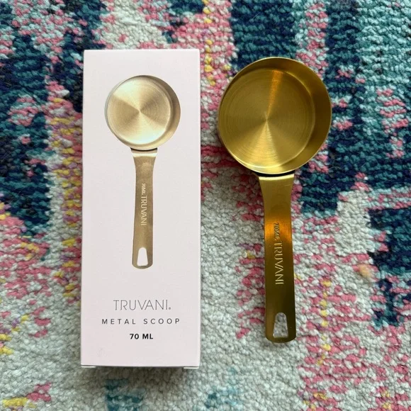 Truvani 70ML Gold Metal Scoop + 16.9oz Pink SS Shaker Cup NEW - Picture 2 of 5